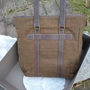 Cole Haan tweed/leather tote bag plus 3 wallets